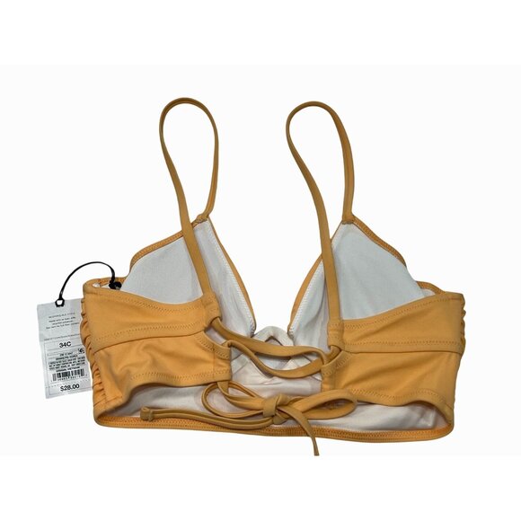 Shade & Shore - Women's Bikini Top Shirred Keyhole Underwire - Orange Peach-34C - Picture 4 of 8